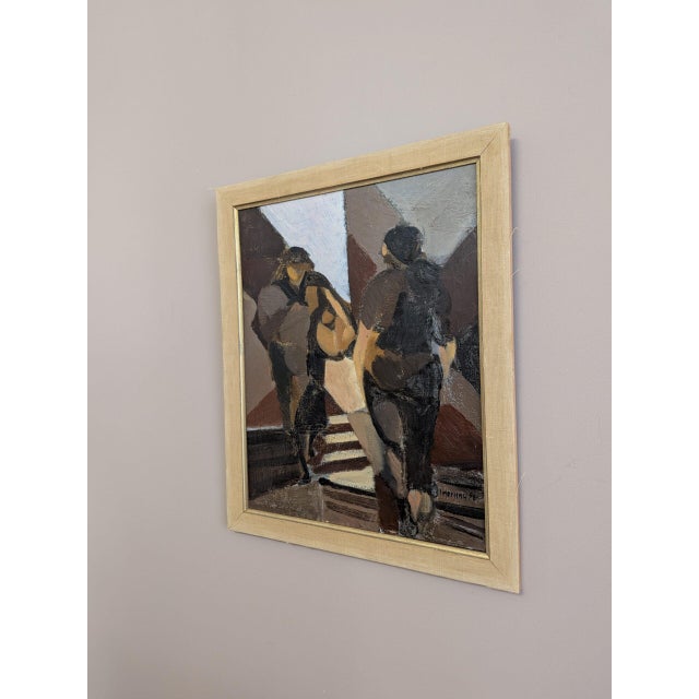 Mid 20th Century 1958 Mid-Century Modern 'Crossing Paths' Vintage Abstract Figurative Oil Painting by Swedish Artist Ivar Morsing (1919-2009), Framed For Sale - Image 5 of 9