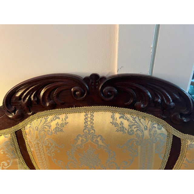 Early 20th Century Gold and Aqua Settee For Sale - Image 4 of 4