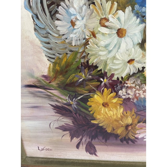 Vintage Still Life Floral Painting in Frame For Sale - Image 4 of 9