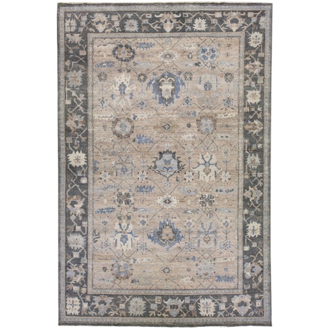 Textile Modern Indian Mahal Brown Handmade Floral Wool Rug by Apadana For Sale - Image 7 of 7