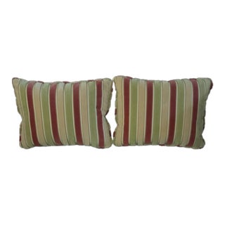 Cowtan & Tout Pair of Velvet 3 Tone Stripe Decorative Pillows For Sale