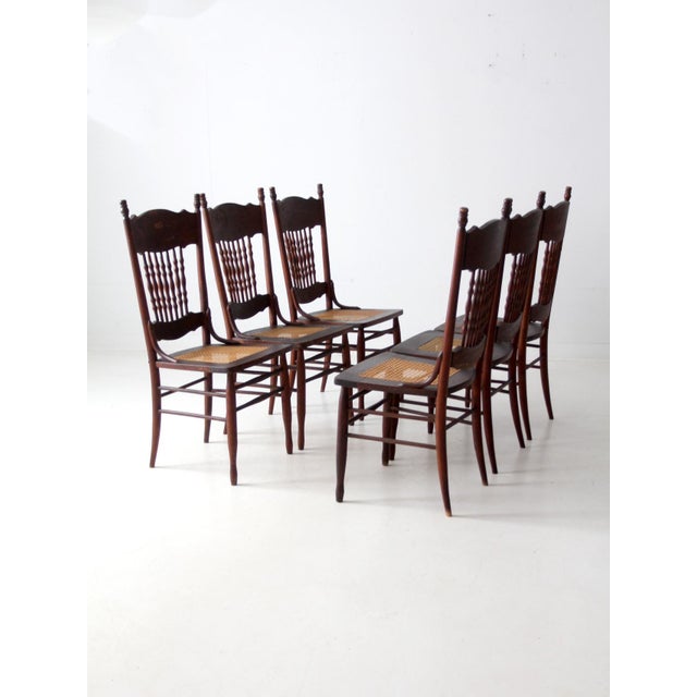 Antique Press Back Dining Chairs Set of 4 For Sale - Image 13 of 16