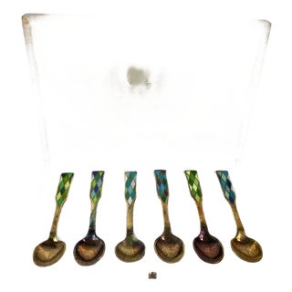 Harlequin Silver Spoons attributed to George Jensen, 1950s, Set of 6 For Sale