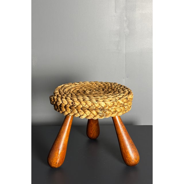 Mid-Century French Braided Rope Stool from Audoux & Minet, 1950s For Sale - Image 13 of 15