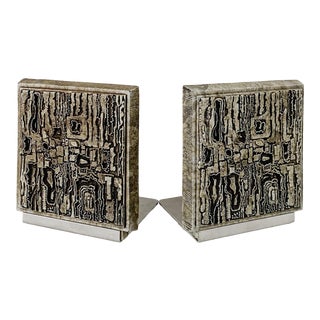 Vintage Brutalist Style Bookends - a Pair For Sale