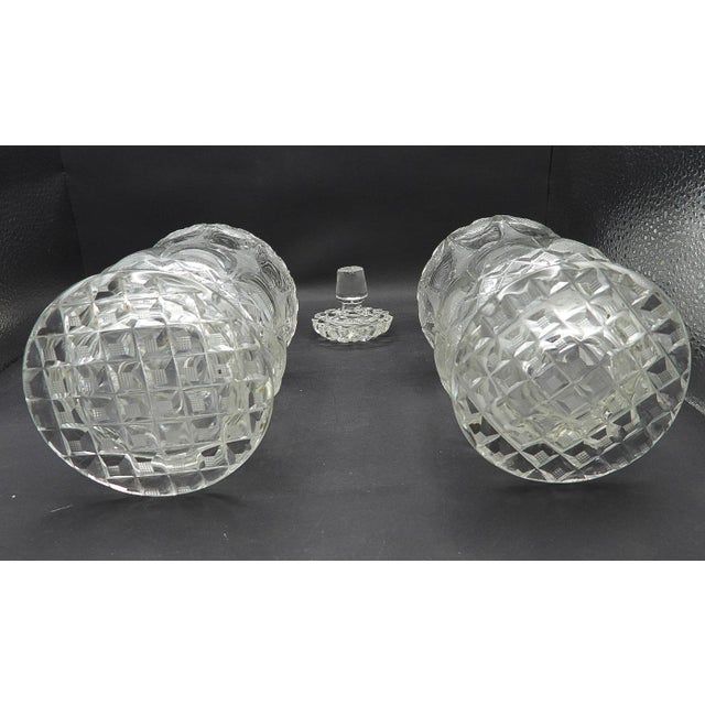 Transparent Antique 19th Century Georgian Diamond Cut Glass Wine Spirits Decanters- Set of 2 For Sale - Image 8 of 12