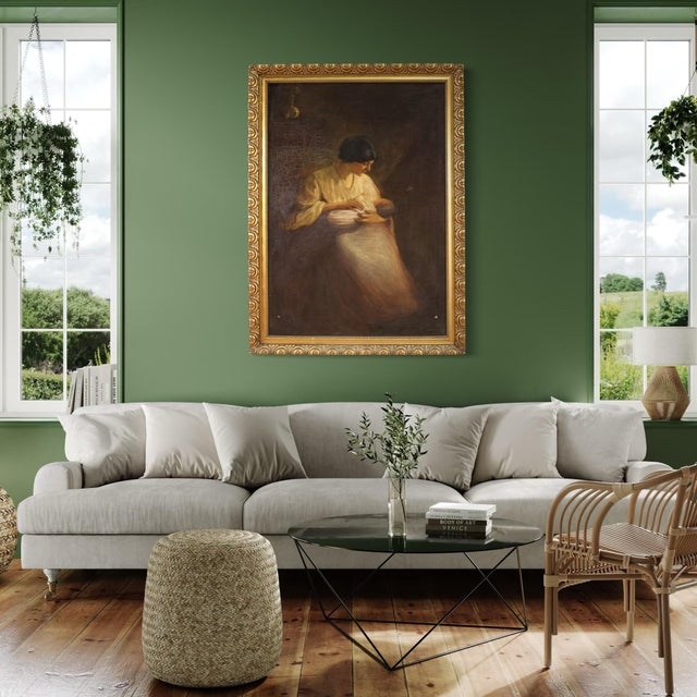 Spanish Artist, Interior Scene, 1920, Oil on Canvas, Framed For Sale - Image 14 of 16