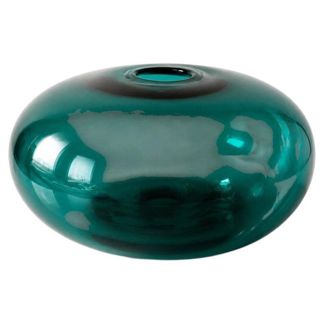 Gold Large Emerald Green Art Glass Stockholm Donut Vase from Ikea, 1999 For Sale - Image 8 of 8