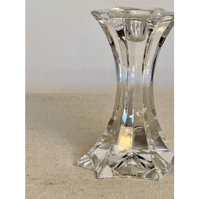 Vintage Crystal Star Candlesticks- a Pair For Sale - Image 4 of 6