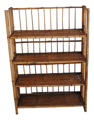 Vintage Bamboo Folding 4 Tier Bookcase Etagere One or a Pair
