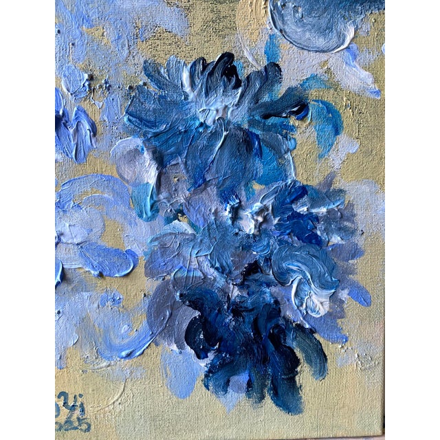 Original-Jardin d'Hiver-Cloud Dahlias in Blue-Shizico Yi-British Awarded Artist-Impasto on Canvas For Sale - Image 13 of 17