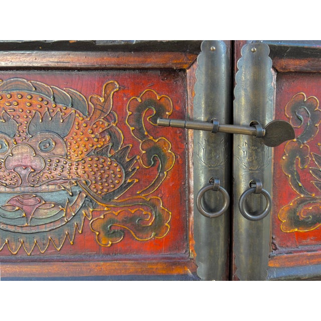 19th Century Tibetan Hand Painted Cabinet For Sale In Tampa - Image 6 of 12