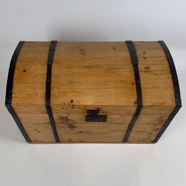 19th Century Antique English Pine Dome-Top Storage Chest For Sale - Image 10 of 12
