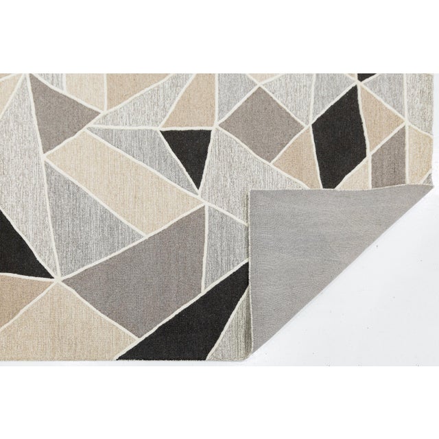 8x10 Modern Geometric Hand-Tufted Wool Rug Abstract Mosaic Neutral Area Rug For Sale - Image 4 of 10