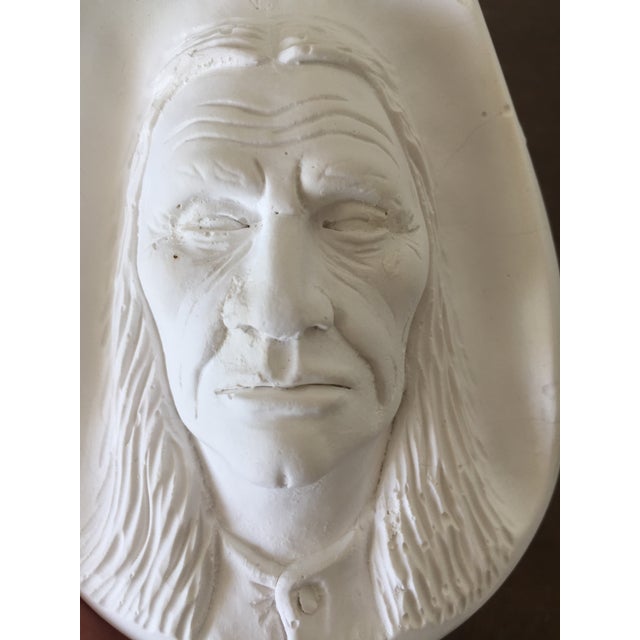 White Native Indian Man Bust Plaster Sculpture by Dave Morrow For Sale - Image 8 of 12