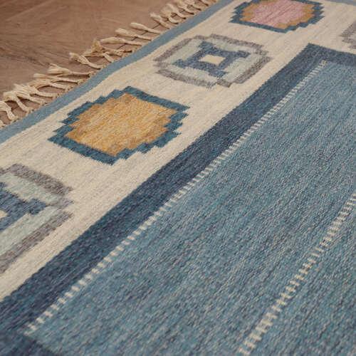 Mid-Century Swedish Handmade Flat Weave Rug For Sale - Image 11 of 13