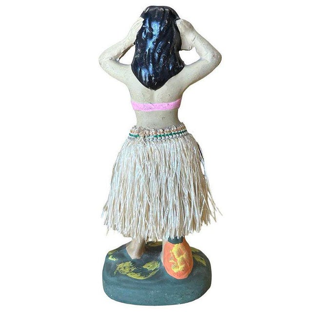 Mid-Century Modern Mid 20th Century Post War Ceramic "Aloha" Hawaiian Dancing Hula Girl W/ Lei & Grass Skirt For Sale - Image 3 of 7