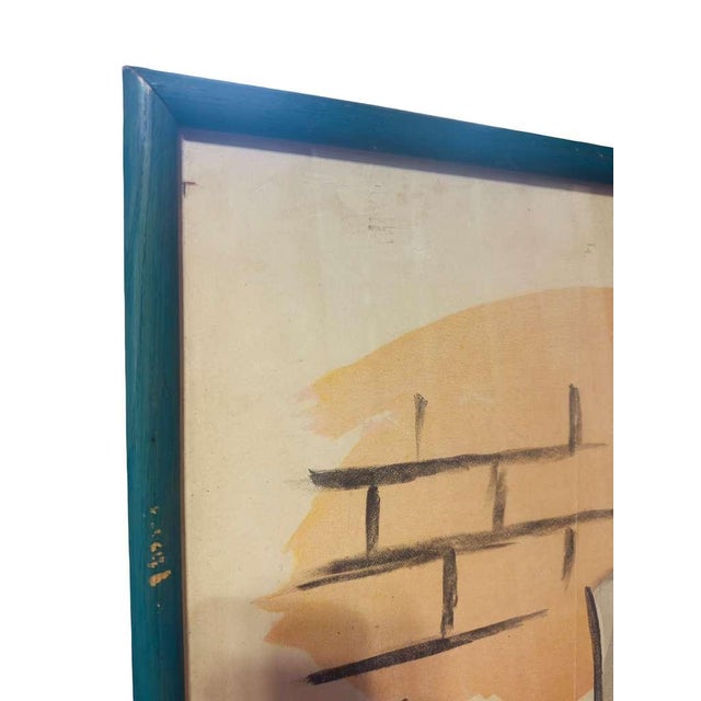 A lively mid-century French illustration capturing a theatrical “stage door” moment — a woman stepping out with a bouquet...