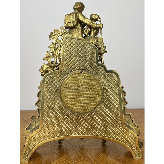 Vintage Brass Figural Mantel Clock For Sale - Image 9 of 13