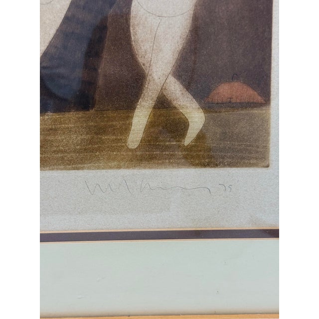 Beige 1970s Pastel Painting of Three Hugging Figures "Joy of Living 2" Signed, Framed For Sale - Image 8 of 12