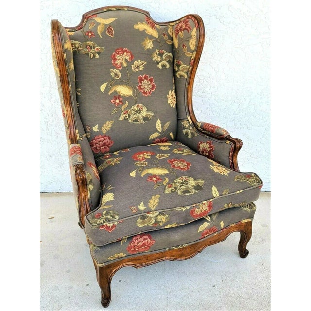 Mid Century Chippendale Wingback Down Cushion Armchair For Sale - Image 9 of 9