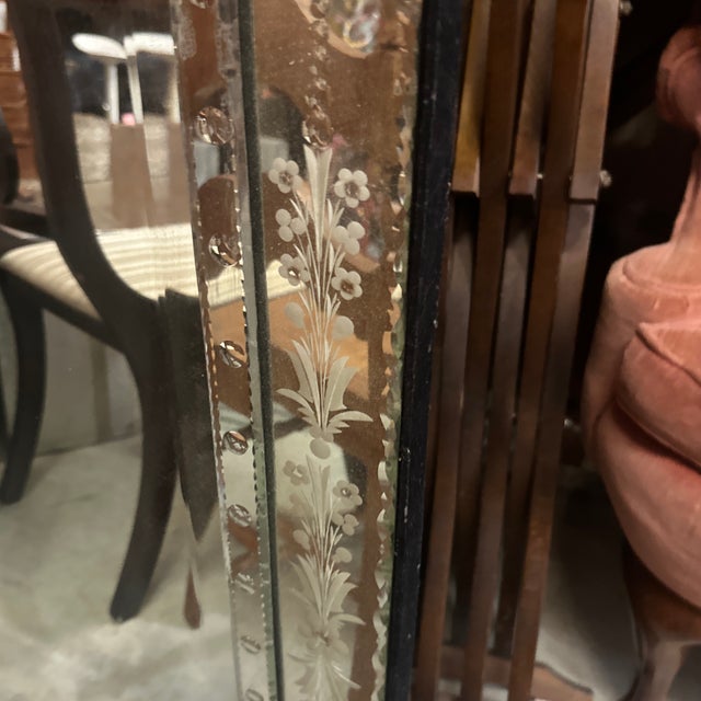 Large Vintage Venetian Etched Wall Mirror For Sale In Atlanta - Image 6 of 7