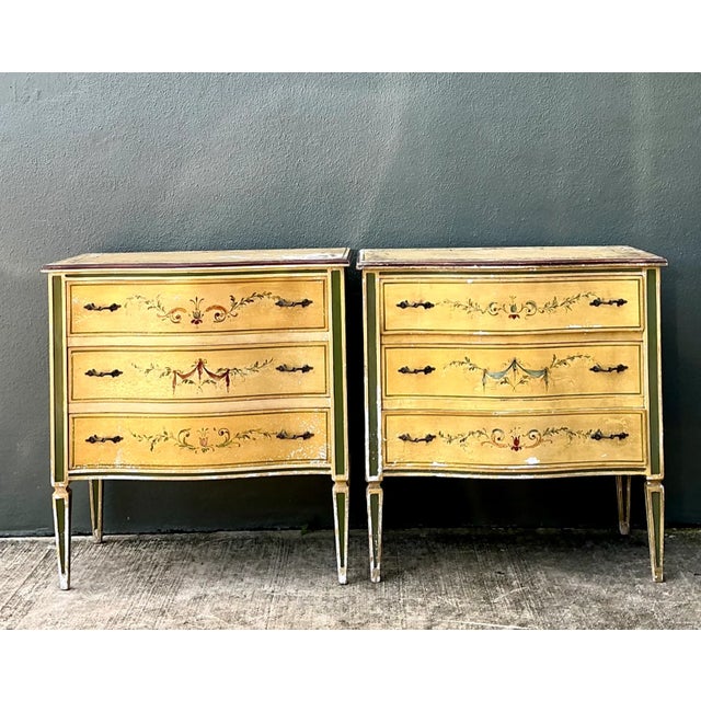 Vintage Hand-Painted Wood Chest - A Pair For Sale - Image 9 of 17