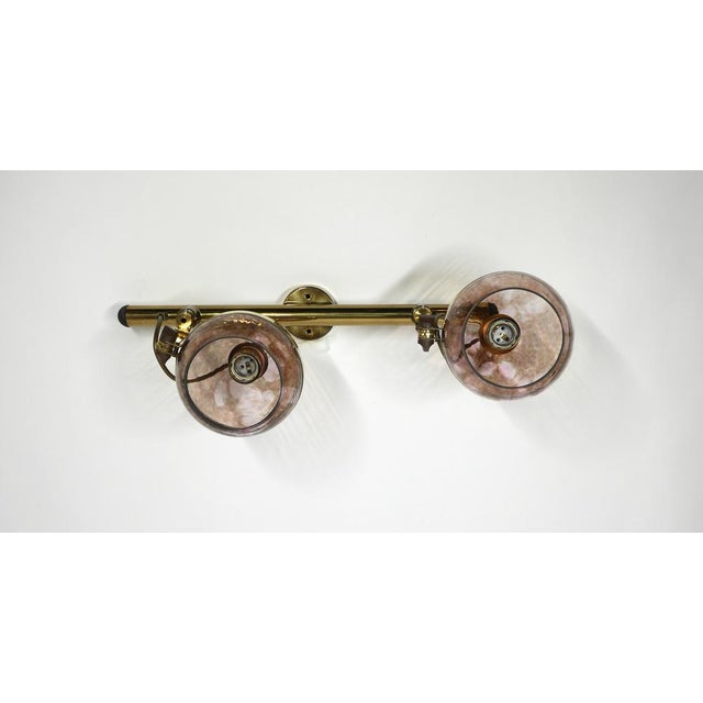 Metal Italian Brass Hanging Lamp with Two Smoke Glass Balls, 1960s For Sale - Image 7 of 18