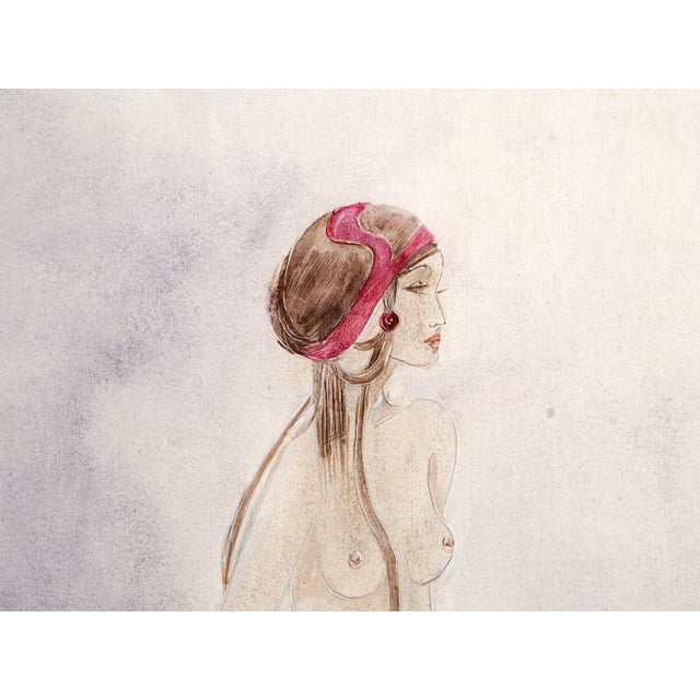 Art Nouveau Female Nude in Pink, Annie Minassian Print For Sale - Image 3 of 5