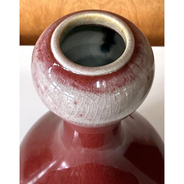 Tall Antique Chinese Langyao Red Porcelain Vase Qing Qianlong Mark For Sale - Image 16 of 18