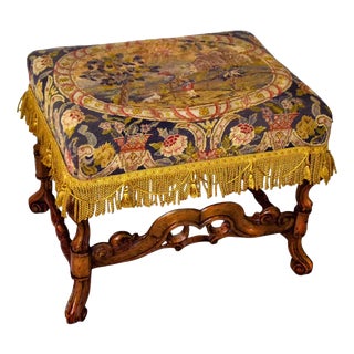 Antique Late 17th Century William and Mary Walnut Stool, 1690 For Sale