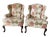 Pair of Updated Queen Anne Wingback Chairs For Sale