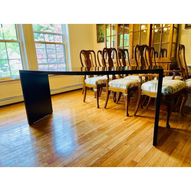 Contemporary Brazilian Modern Dark Wood Curved Console Table / Desk + Matching 4-Drawer Chest - Bold Contemporary Set For Sale - Image 3 of 6