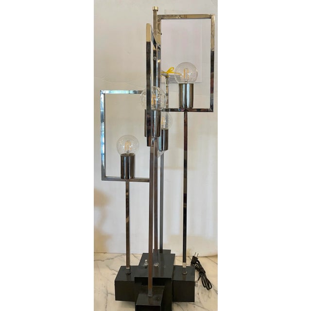 Mid 20th Century Mid Century Modern Architectural Chrome 4 Light Chrome Table Lamp For Sale - Image 5 of 5
