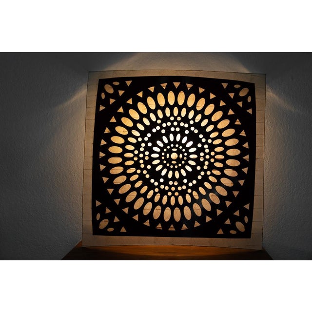 Wood Square Wall Lamp in Red Wood and Rice Paper, 1980s For Sale - Image 7 of 18