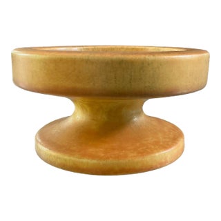 Vintage Mid-Century Haeger Pottery Pedestal Candle Holder – Warm Orange/Yellow Drip Glaze For Sale