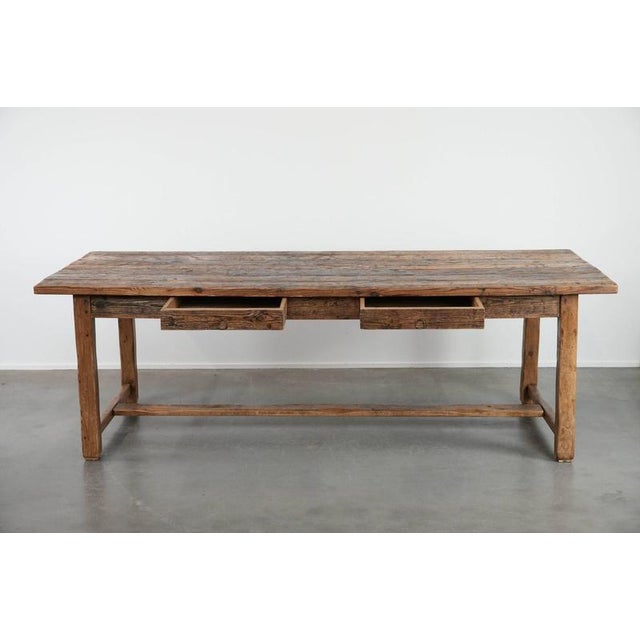 Large Antique Farm Dining Table in Pine For Sale - Image 3 of 18