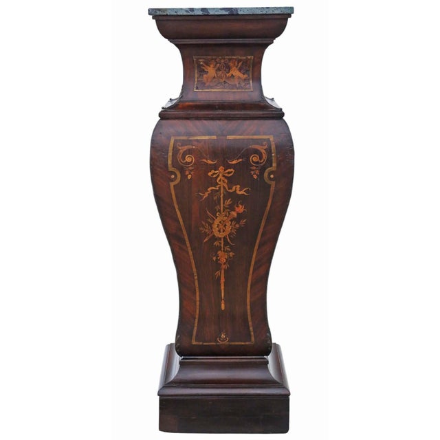 Large Antique Neoclassical Marquetry Jardiniere Stands with Ormolu Mounts and Marble Tops, 19th Century, Set of 2 For Sale - Image 5 of 13