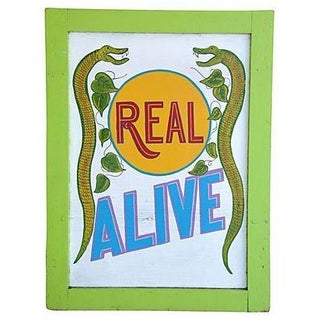 Large 1960s Hand-Painted Side Show Carnival Sign For Sale