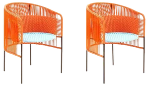 Set of Orange Mint Caribe Dining Chair by Sebastian Herkner