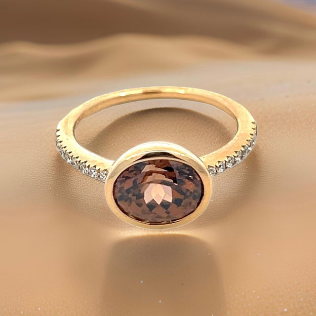 Natural Zircon Diamond Ring Size 6.5 14k Y Gold 3.52 TCW Certified For Sale - Image 12 of 18