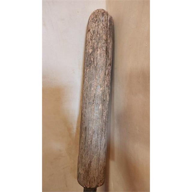 Large Antique Hand-Carved Wooden Mortar and Pestle, Rustic Sculptural Decor Impressive antique hand-carved wooden mortar...