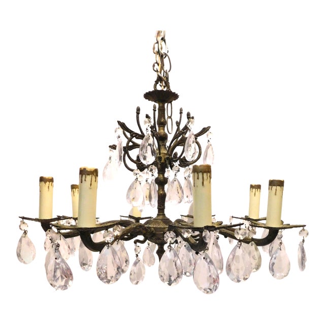 Antique Art Nouveau Bronze Two-Tiered Chandelier For Sale