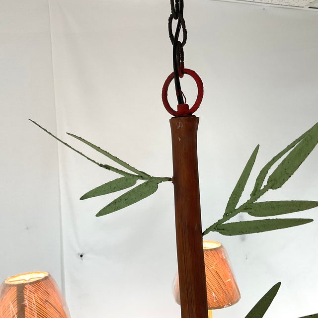 Brown Natural Bamboo and Metal Currey and Co. Chandelier For Sale - Image 8 of 13
