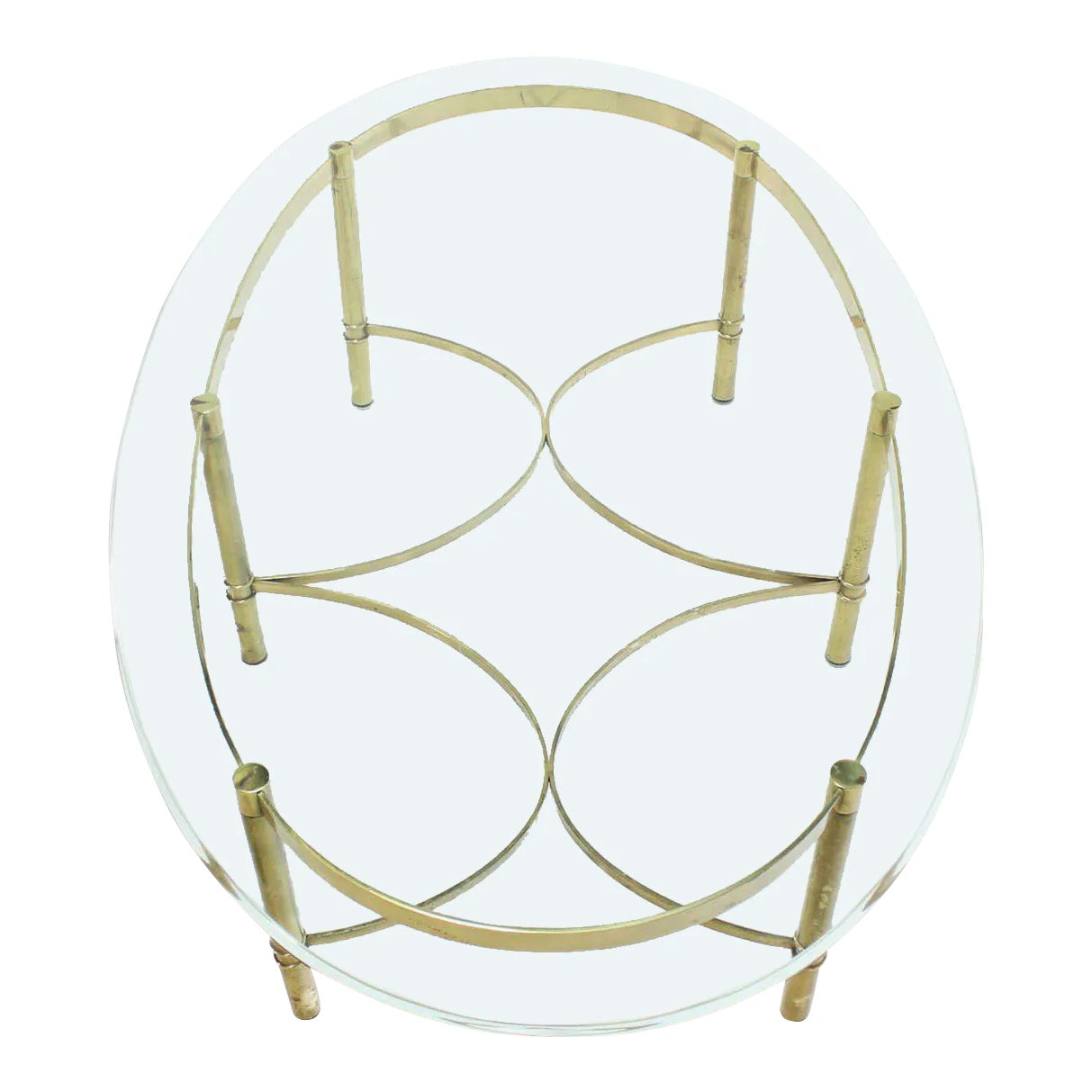 Oval Brass and Glass Coffee Table | Chairish