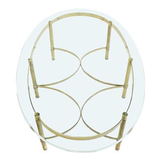 Oval Brass and Glass Coffee Table For Sale