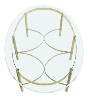 Oval Brass and Glass Coffee Table