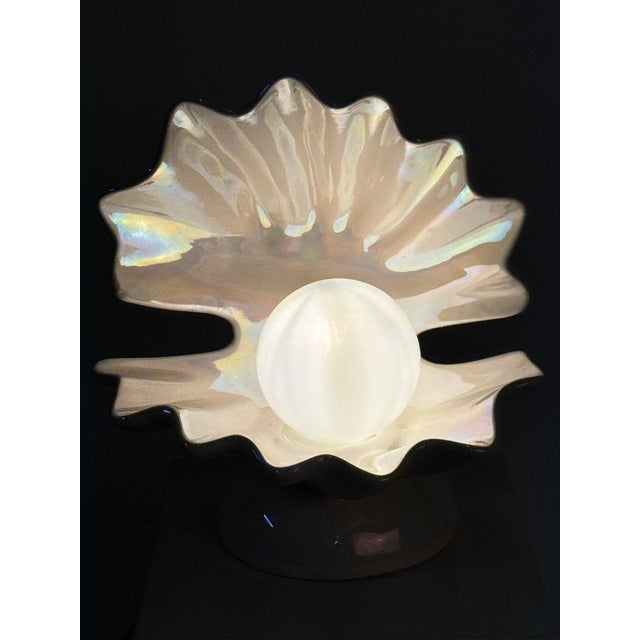 1980s 1980s Mid-Century Modern Oyster Shell Lamp Pair: Clam Shell: Sea Shell Lamp Art Deco For Sale - Image 5 of 9