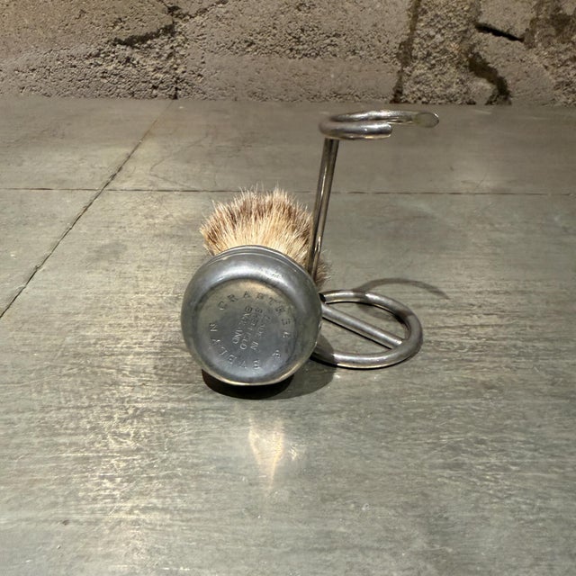 Silver Antique Sheffield England Shaving Brush on Stand Crabtree & Evelyn For Sale - Image 8 of 11