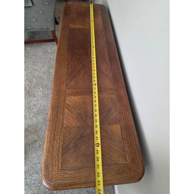 Herman solid oak marquee design console/couch table entryway with three drawers . Great length of 54“ x 16“ wide, which...